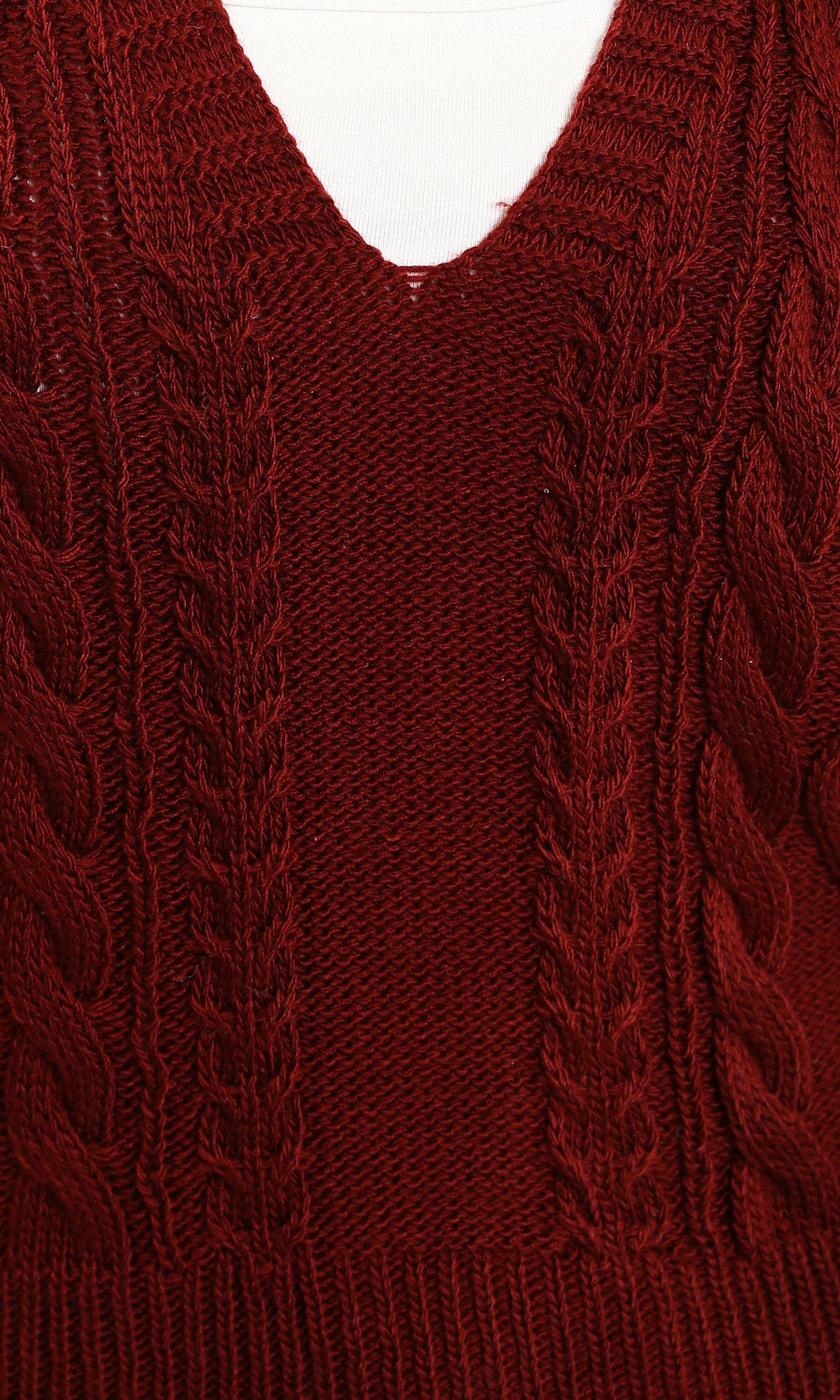 Deep V-Neck Cap Sleeve Vest - Burgundy - R214317