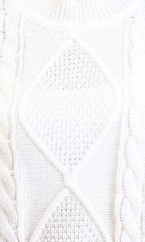 R214318 - Ribbed Round Neck Cap Sleeves Pullover - White