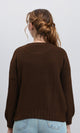 R214347 - Drop-Shoulders Chunky Knit Pullover - Burnt Brown