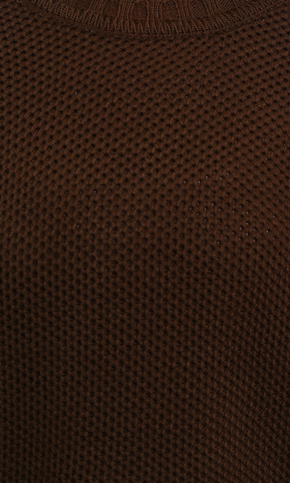 R214347 - Drop-Shoulders Chunky Knit Pullover - Burnt Brown