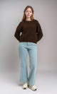 R214347 - Drop-Shoulders Chunky Knit Pullover - Burnt Brown