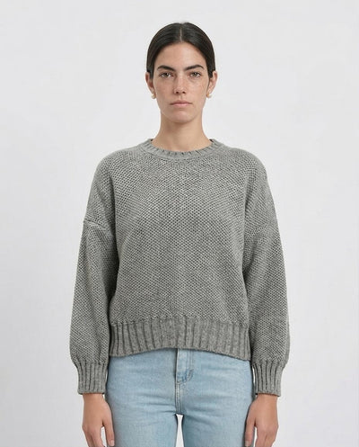 Textured Seed-Stitch Relaxed Crewneck Sweater