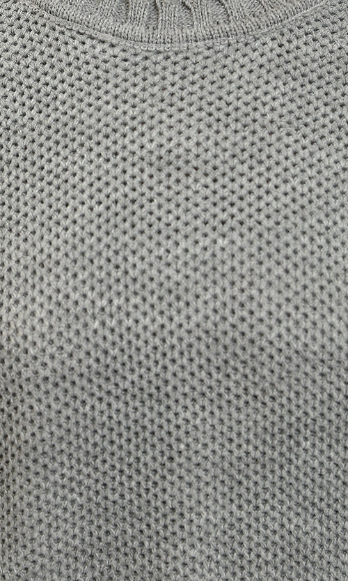 R214349 - Drop-Shoulders Chunky Knit Pullover - Heather Grey