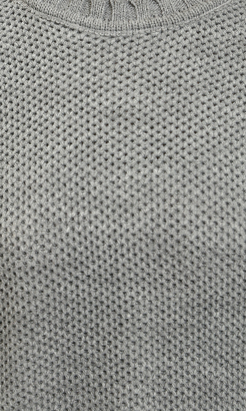 R214349 - Drop-Shoulders Chunky Knit Pullover - Heather Grey