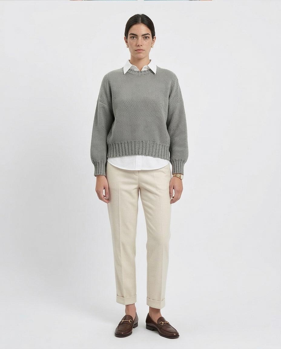 Ravin Textured Seed-Stitch Relaxed Crewneck Sweater - R214349