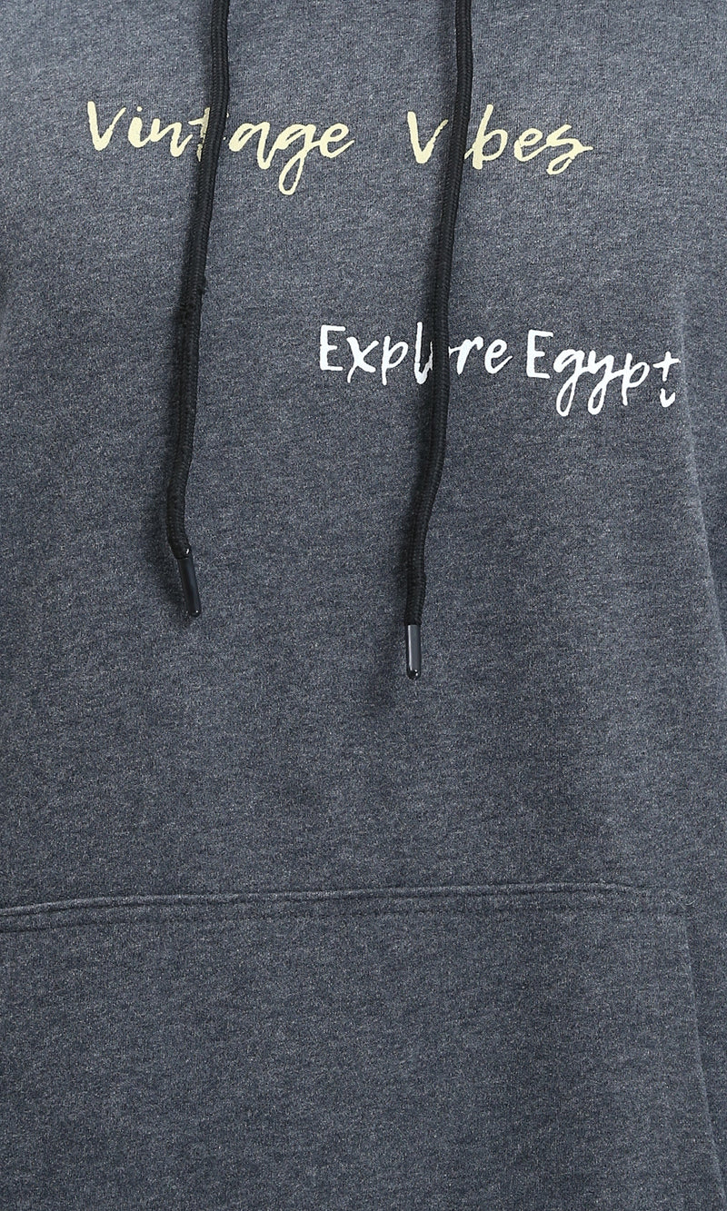 R214394 - Front & Back Print Winter Hoodie - Heather Dark Grey