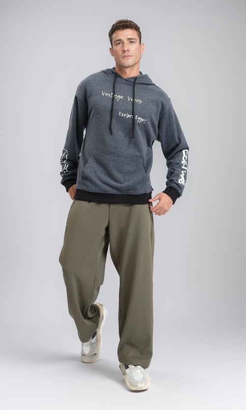 R214394 - Front & Back Print Winter Hoodie - Heather Dark Grey