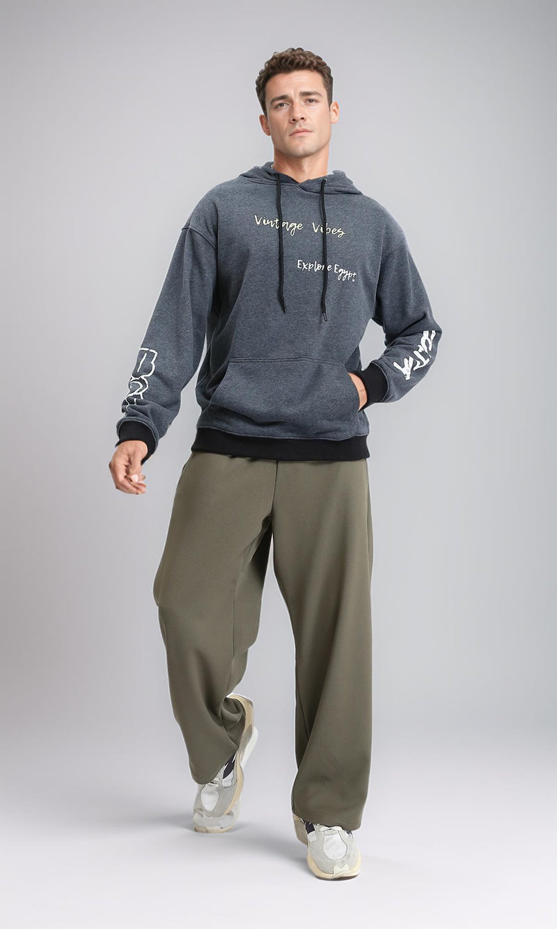 R214394 - Front & Back Print Winter Hoodie - Heather Dark Grey