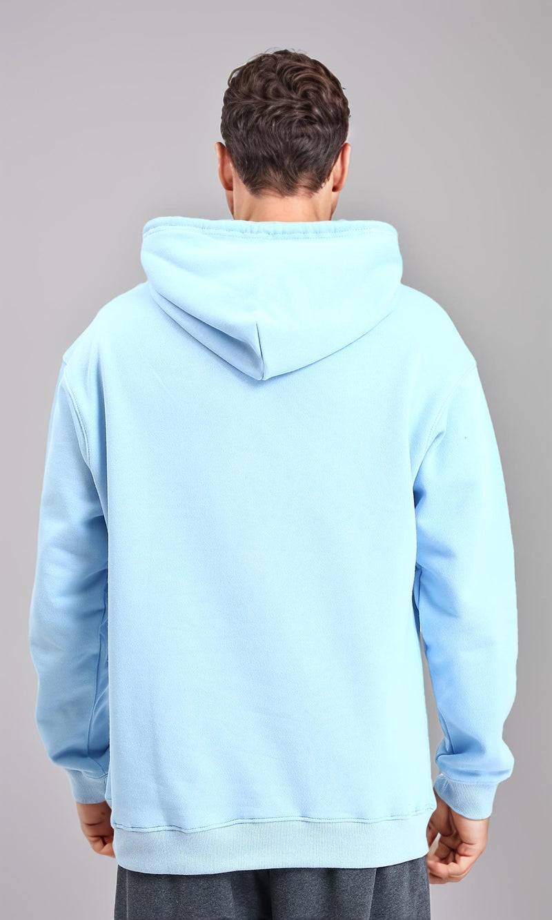 R214395 - Solid Hoodie with Ribbed Hem - Sky Blue