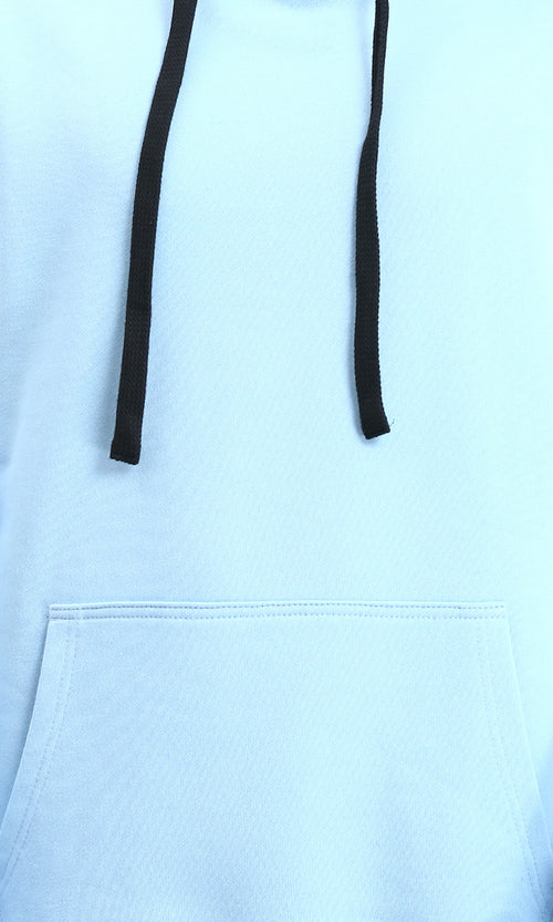 R214395 - Solid Hoodie with Ribbed Hem - Sky Blue