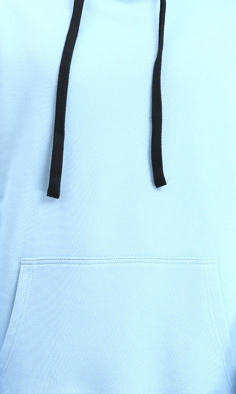 R214395 - Solid Hoodie with Ribbed Hem - Sky Blue