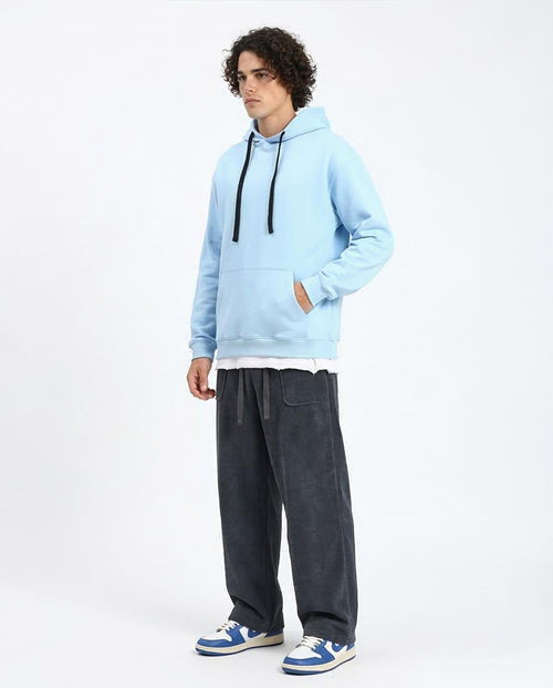 Ravin Men’s Relaxed-Fit Fleece Hoodie with Contrast Drawstrings – Baby Blue - R214395