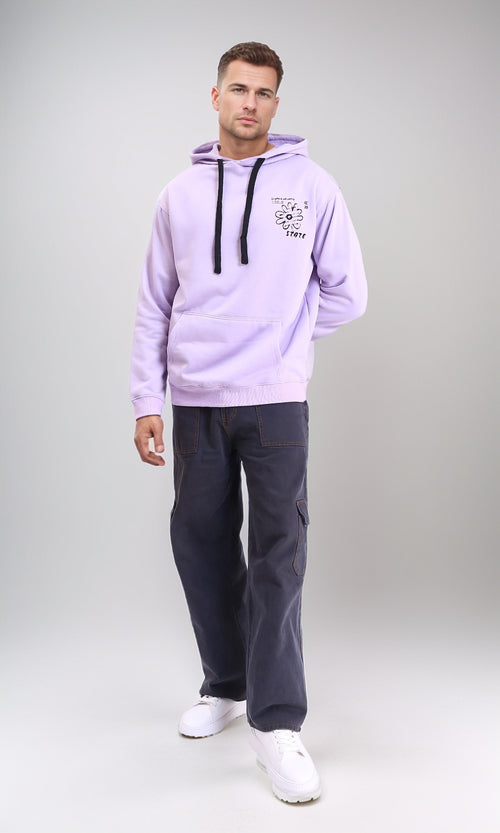 R214396 - Hooded Neck Slip On Hoodie - Light Purple
