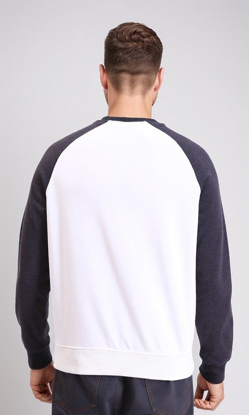 R214399 - Bi-Tone Long Sleeves Sweatshirt - Dark Grey & White