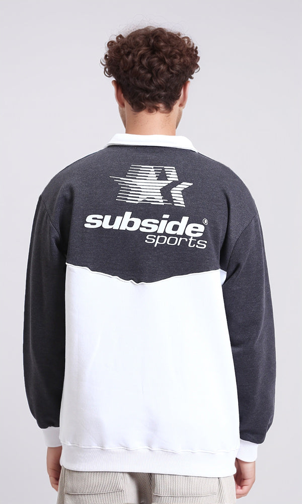 R214400 - Subside Sports Zipped Sweatshirt - Heather Dark Grey & White