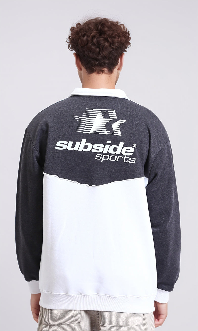 R214400 - Subside Sports Zipped Sweatshirt - Heather Dark Grey & White