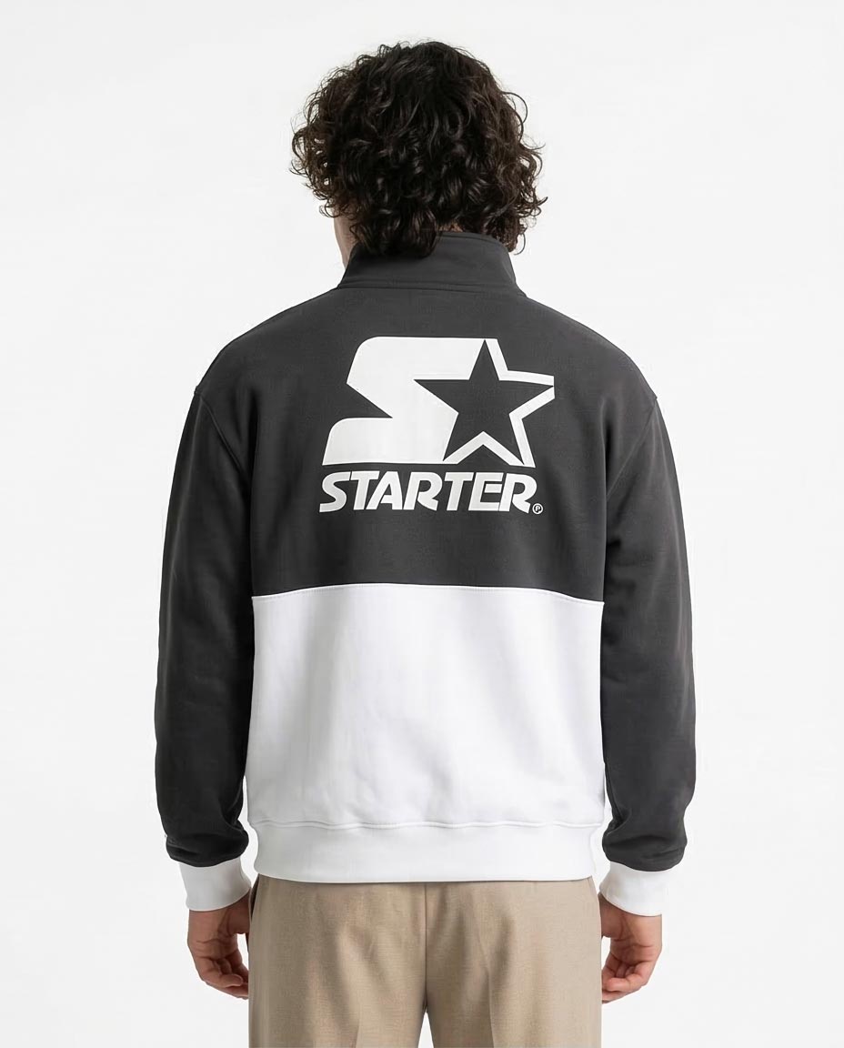 Ravin x Starter "Subside" Quarter-Zip Sweatshirt – Vintage Heritage Edition - Heather Dark Grey & White - R214400