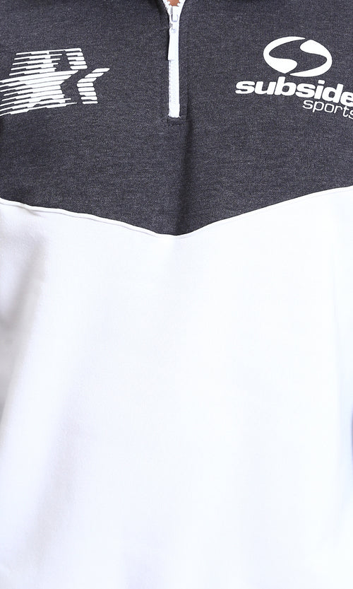 R214400 - Subside Sports Zipped Sweatshirt - Heather Dark Grey & White