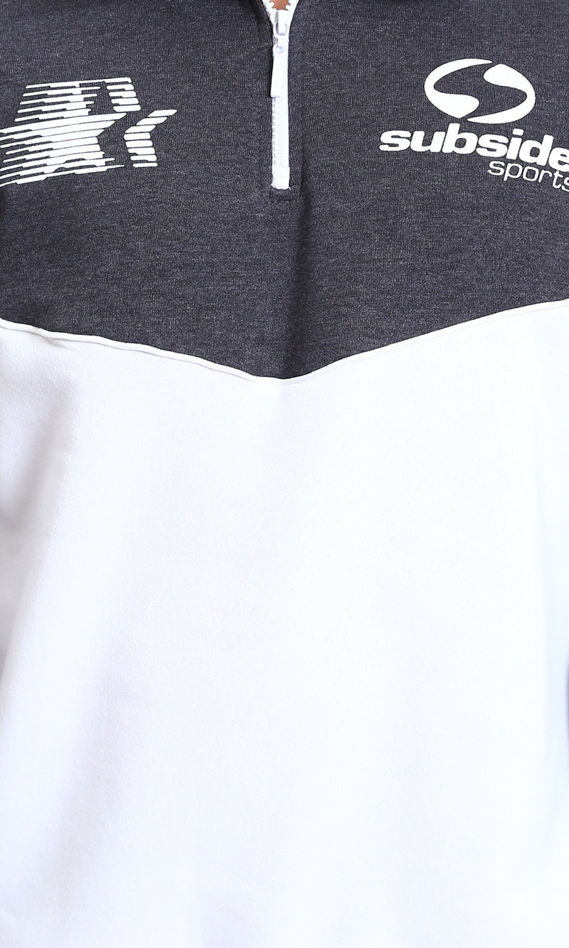 R214400 - Subside Sports Zipped Sweatshirt - Heather Dark Grey & White