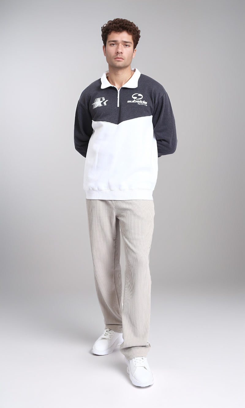 R214400 - Subside Sports Zipped Sweatshirt - Heather Dark Grey & White