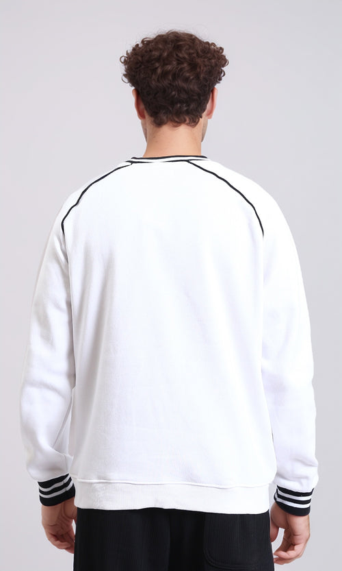 R214402 - Long Sleeves Sweatshirt with "Lasing Dream" Print - White