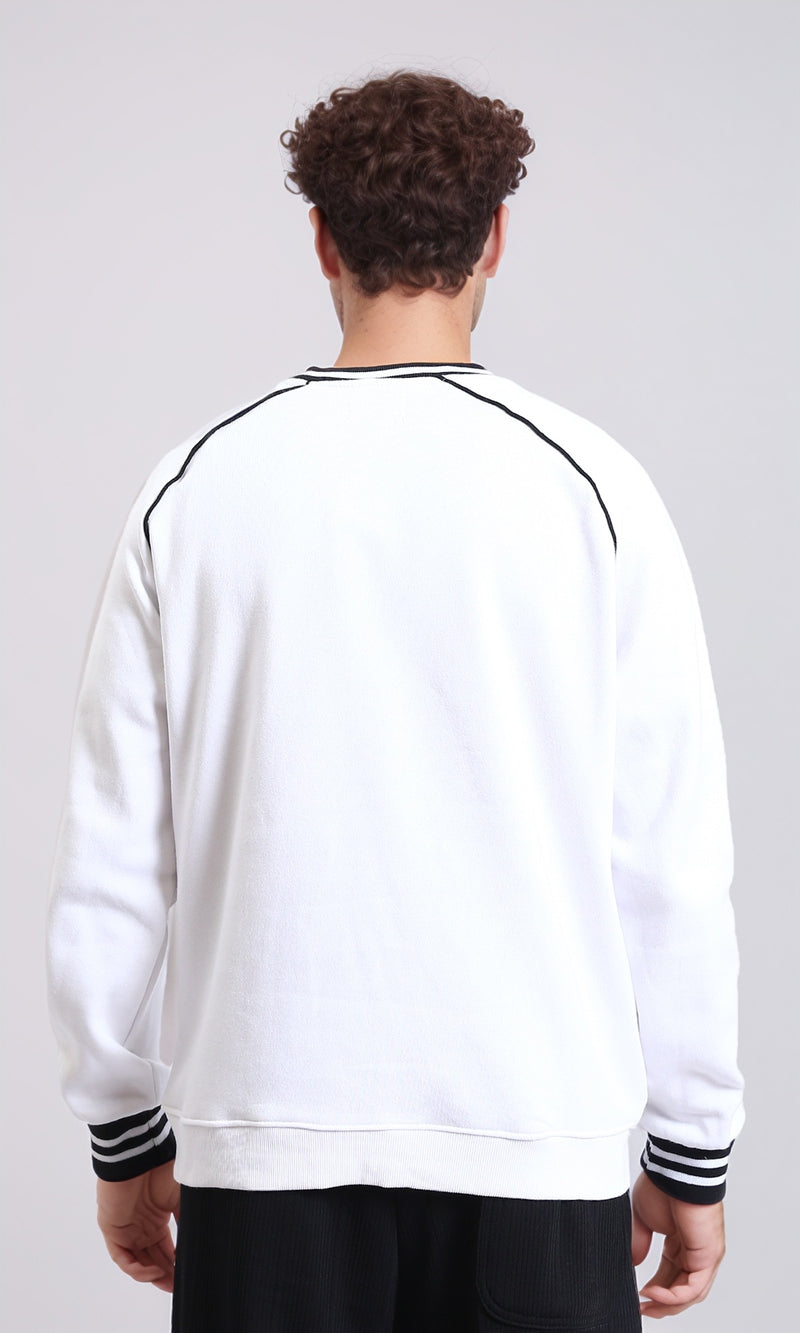 R214402 - Long Sleeves Sweatshirt with "Lasing Dream" Print - White