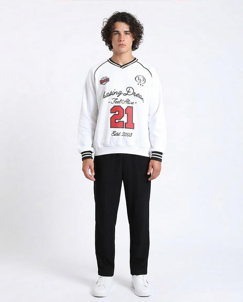 Ravin Men’s "Chasing Dream" Varsity Raglan Sweatshirt - White - R214402