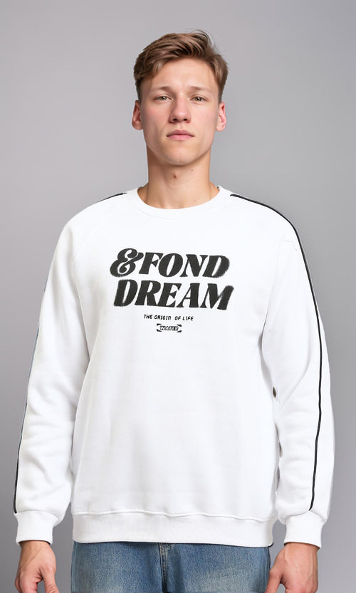 R214403 - Crew Neck Slip On Printed Sweatshirt - White