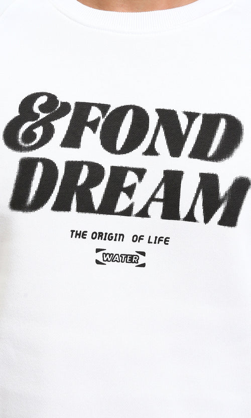 R214403 - Crew Neck Slip On Printed Sweatshirt - White