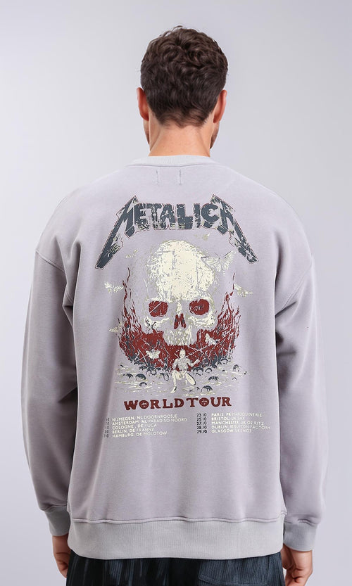 R214406 - "Metallic" Printed Slip On Sweatshirt - Pastel Coffee