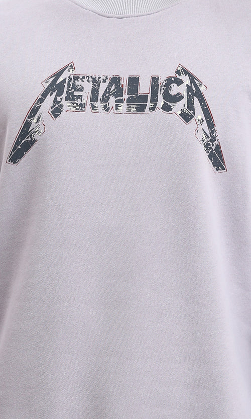 R214406 - "Metallic" Printed Slip On Sweatshirt - Pastel Coffee