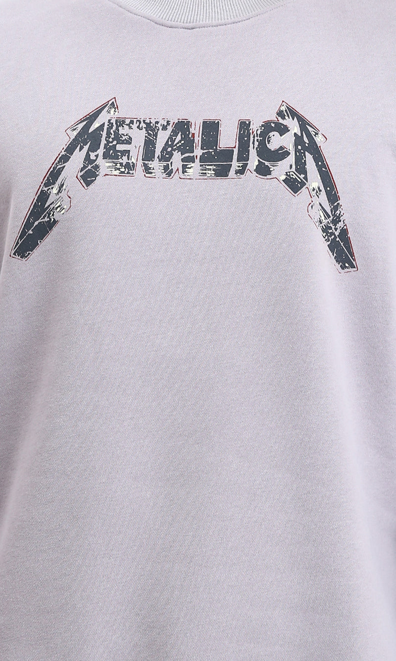 R214406 - "Metallic" Printed Slip On Sweatshirt - Pastel Coffee