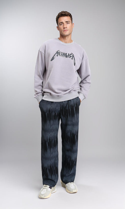 R214406 - "Metallic" Printed Slip On Sweatshirt - Pastel Coffee