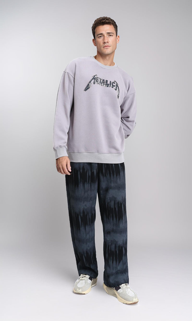 R214406 - "Metallic" Printed Slip On Sweatshirt - Pastel Coffee