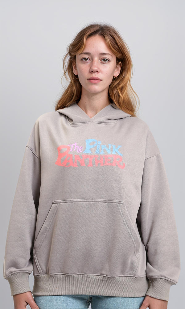 R214409 - "The Pink Panther" Printed Winter Hoodie - Medium Grey