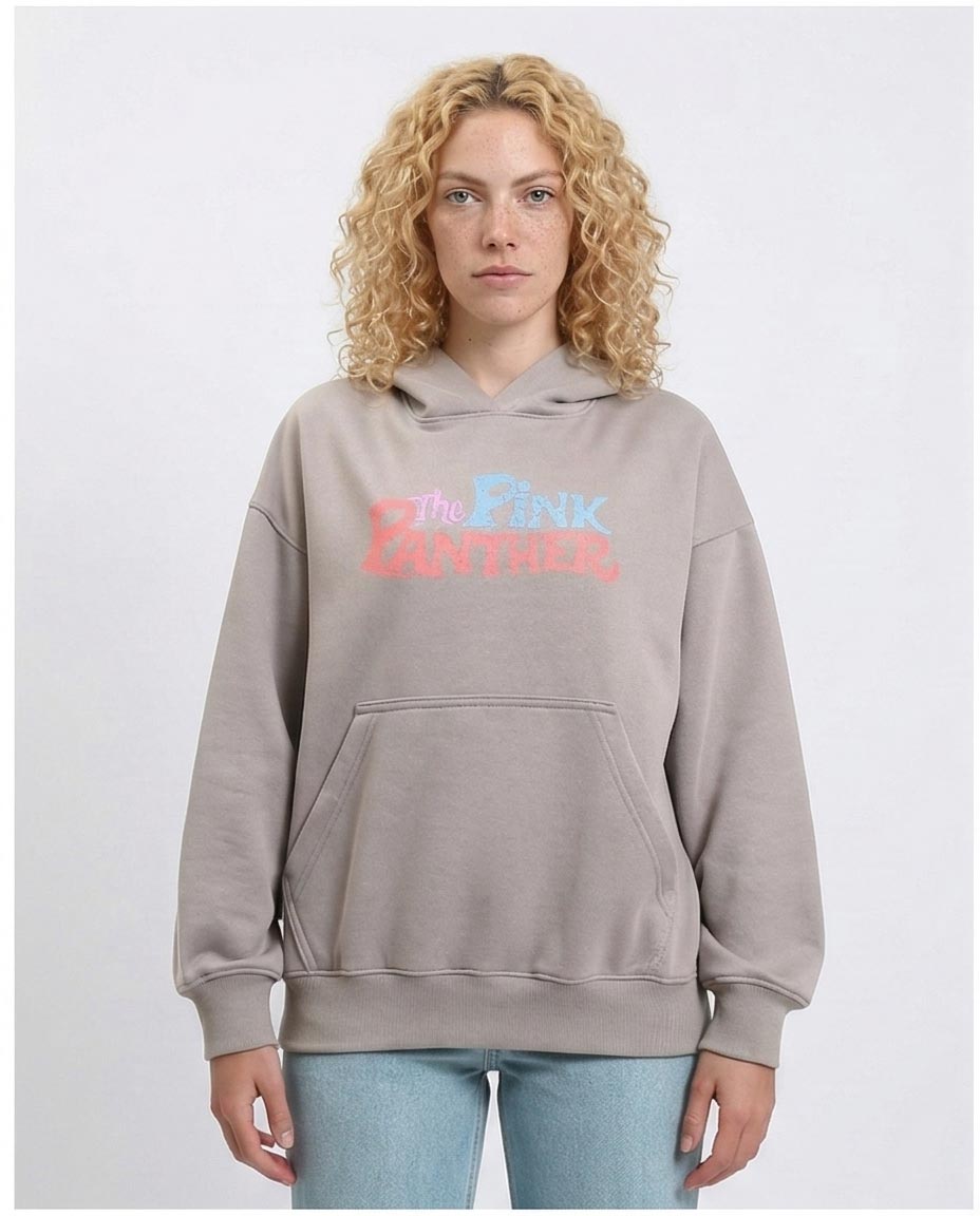 "the Pink Panther" Printed Winter Hoodie - Medium Grey