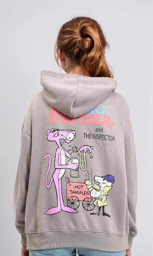 R214409 - "The Pink Panther" Printed Winter Hoodie - Medium Grey