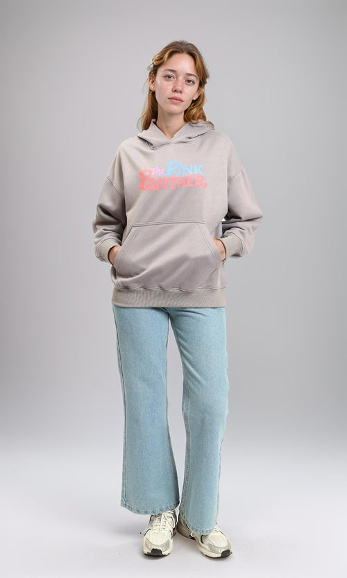 R214409 - "The Pink Panther" Printed Winter Hoodie - Medium Grey