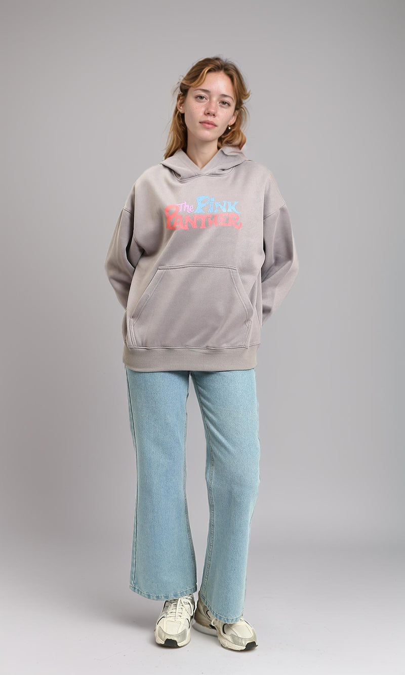 R214409 - "The Pink Panther" Printed Winter Hoodie - Medium Grey