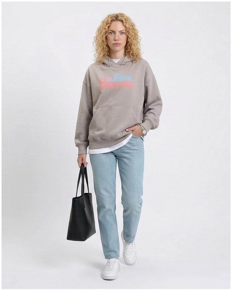 R214409 - "The Pink Panther" Printed Winter Hoodie - Medium Grey