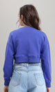 R214412 - Slip On Printed Cropped Sweatshirt - Blue