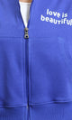 R214413 - "Love Is Beautiful" Printed Zipped Hoodie - Blue