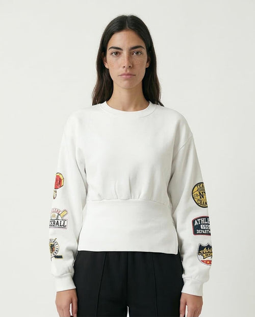 Women's Sport-Luxe Cinched Graphic Sweatshirt - White