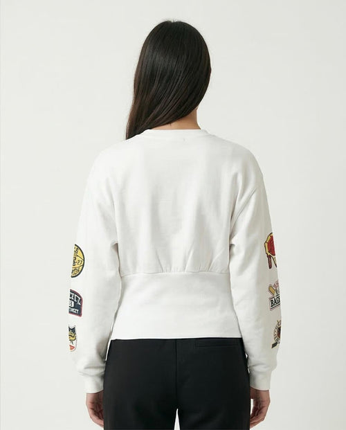 RAVIN | Women’s Sport-Luxe Cinched Graphic Sweatshirt - White - R214415
