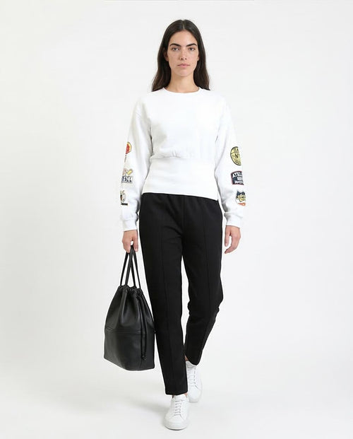 RAVIN | Women’s Sport-Luxe Cinched Graphic Sweatshirt - White - R214415