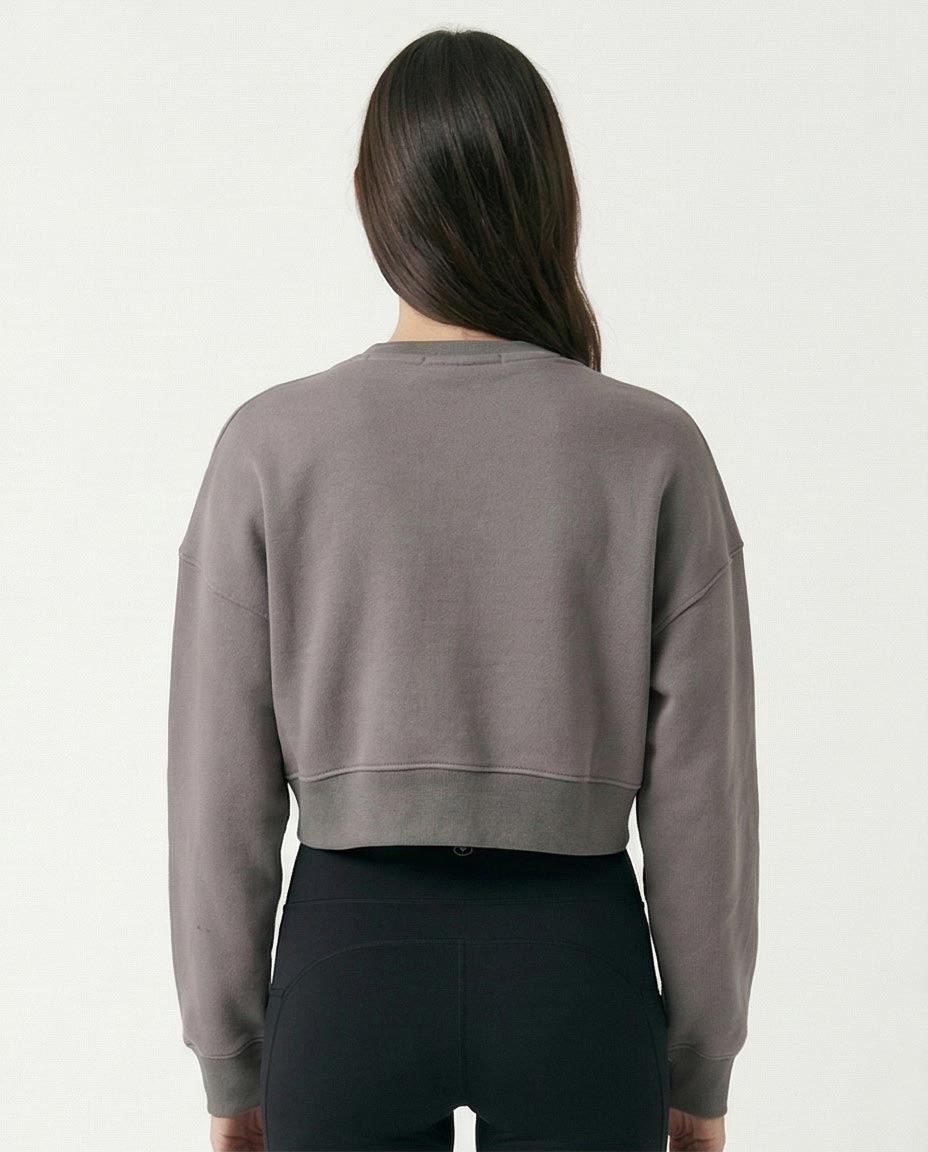 R214416 - Slip On Short Sweatshirt with Hem - Dark Grey