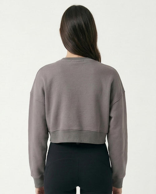 R214416 - Slip On Short Sweatshirt with Hem - Dark Grey