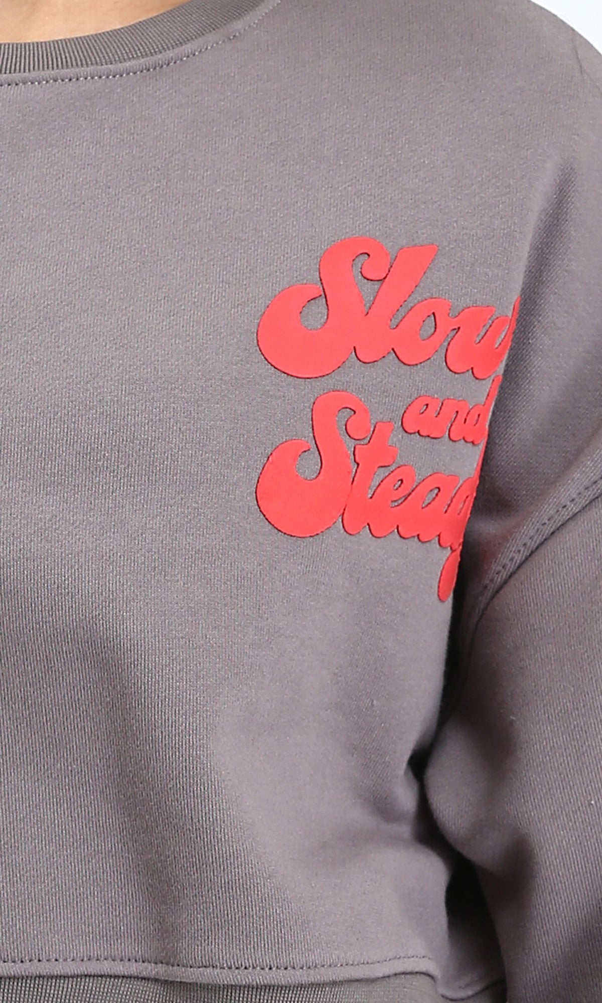 R214416 - Slip On Short Sweatshirt with Hem - Dark Grey