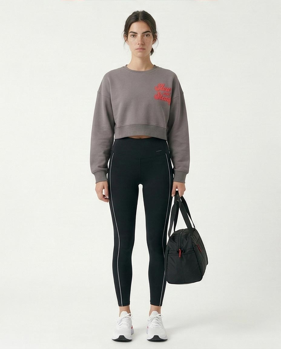 R214416 - Slip On Short Sweatshirt with Hem - Dark Grey