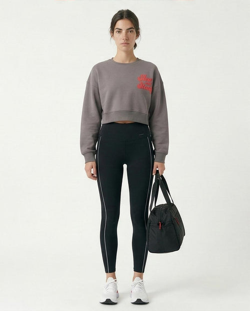 R214416 - Slip On Short Sweatshirt with Hem - Dark Grey